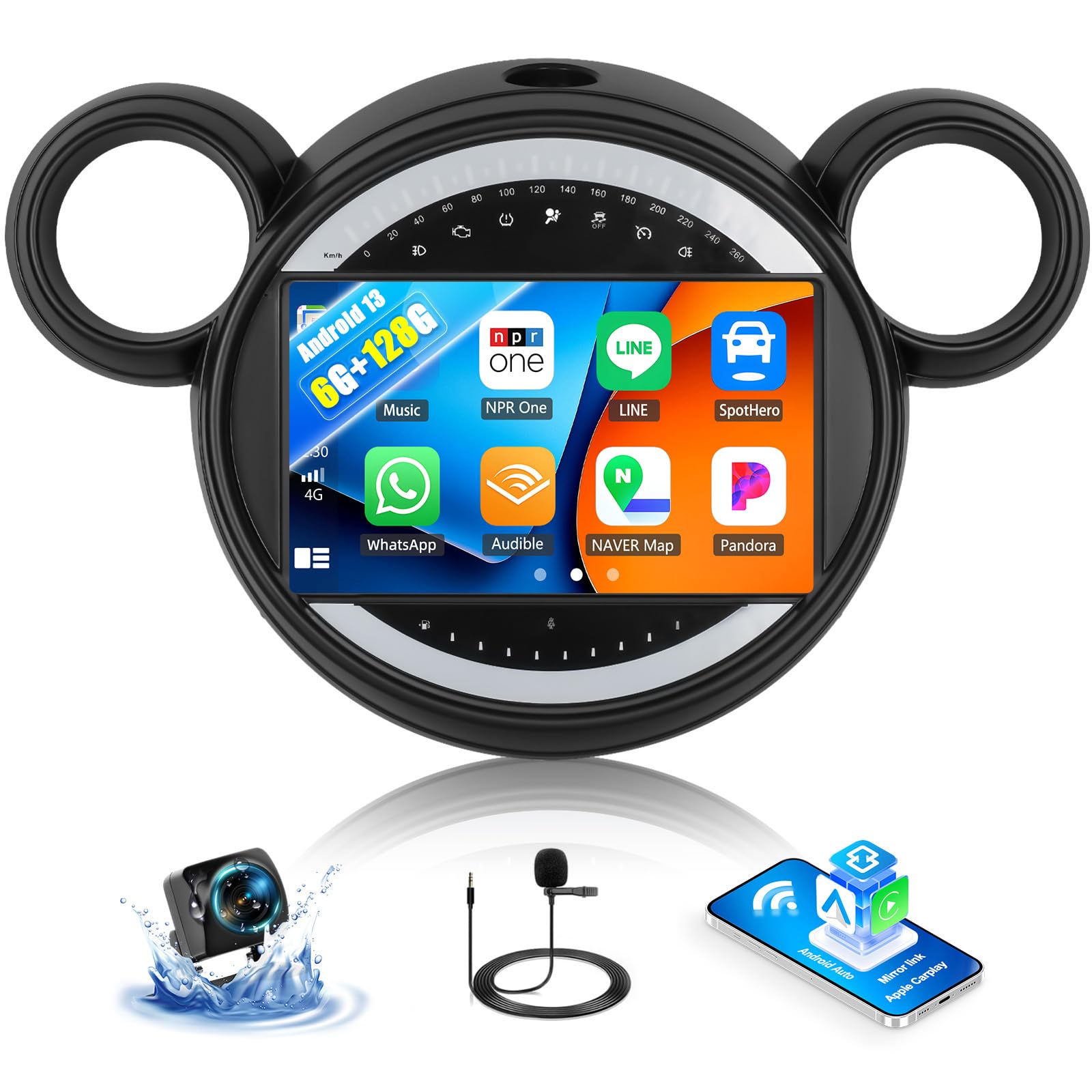 Photo 1 of 6G+128G Android Car Stereo Radio for BMW Mini Cooper Countryman Paceman 2010-2016 Upgrade 9 Inch Touch Screen Head Unit Wireless CarPlay Android Auto WiFi Bluetooth SWC Backup Camera FM RDS