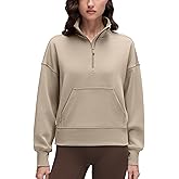 CRZ YOGA SoftAura Half Zip Sweatshirt for Women - Pullover Workout Casual Funnel Neck Sweat Shirts with Pocket