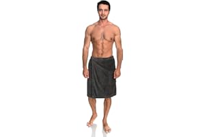 TowelSelections Men’s Wrap Adjustable Cotton Velour Shower Bathrobe Wrap Gym Body Cover Up Robe
