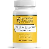 Researched Nutritionals Ubiquinol Super 200 - Enhanced Absorption CoQ10 200mg Softgels - Antioxidants Supplement to Support Heart Health, Energy & Healthy Aging (30 Count)