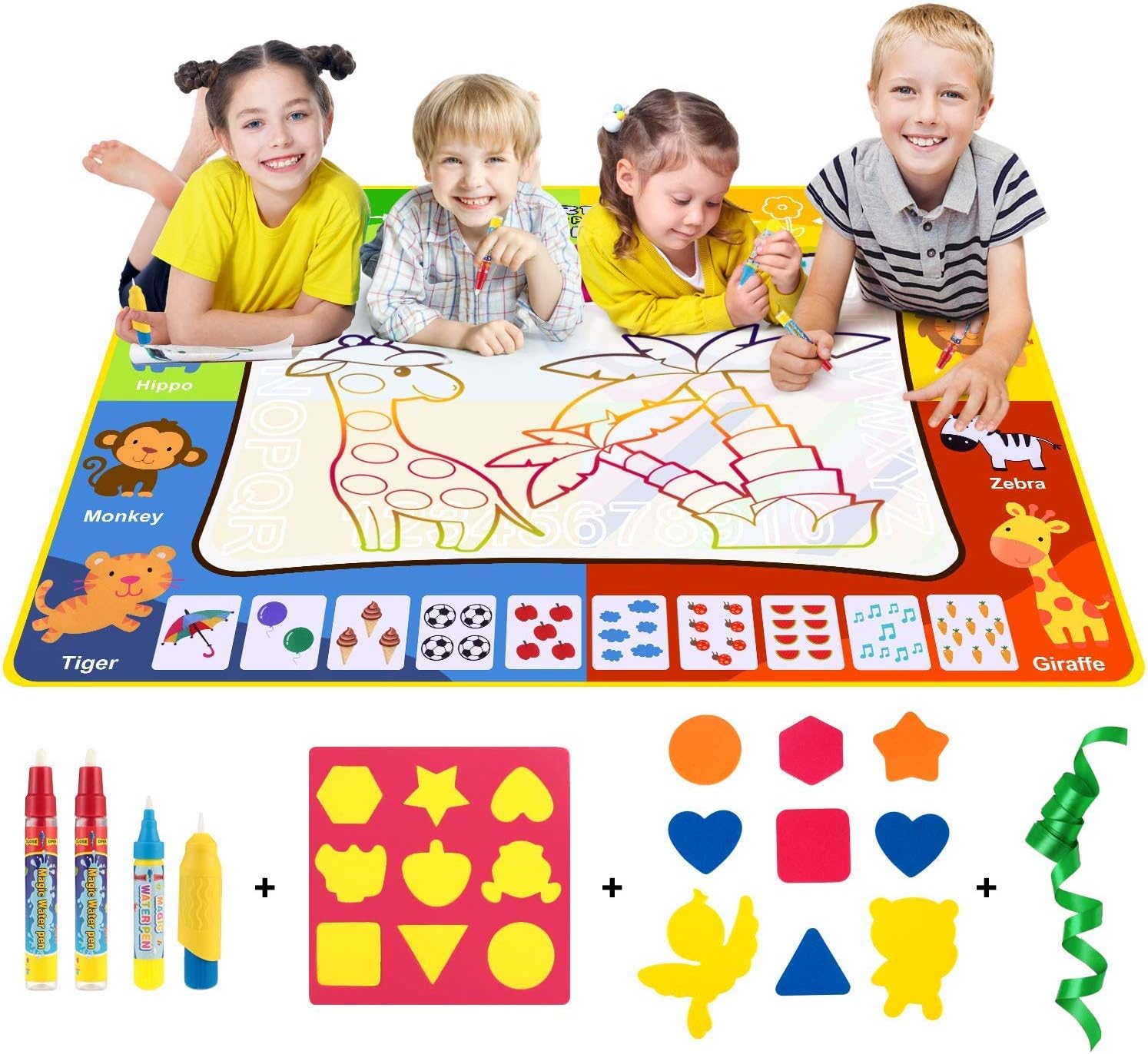 CESON Toddler Toys for 3 4 5 6 Year Old Boys Girls, Doodle Mat 47" X 35" Mess Free Writing Boards for Kids, Educational Toys