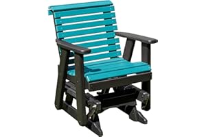 Ecommersify Inc Amish Craftsmanship Made in USA 2FT Heavy Duty Poly Lumber Wood Porch Patio Glider HDPE with No Wood fibers Lancaster Series Rollback Design 500 lbs Limit Aruba on Black