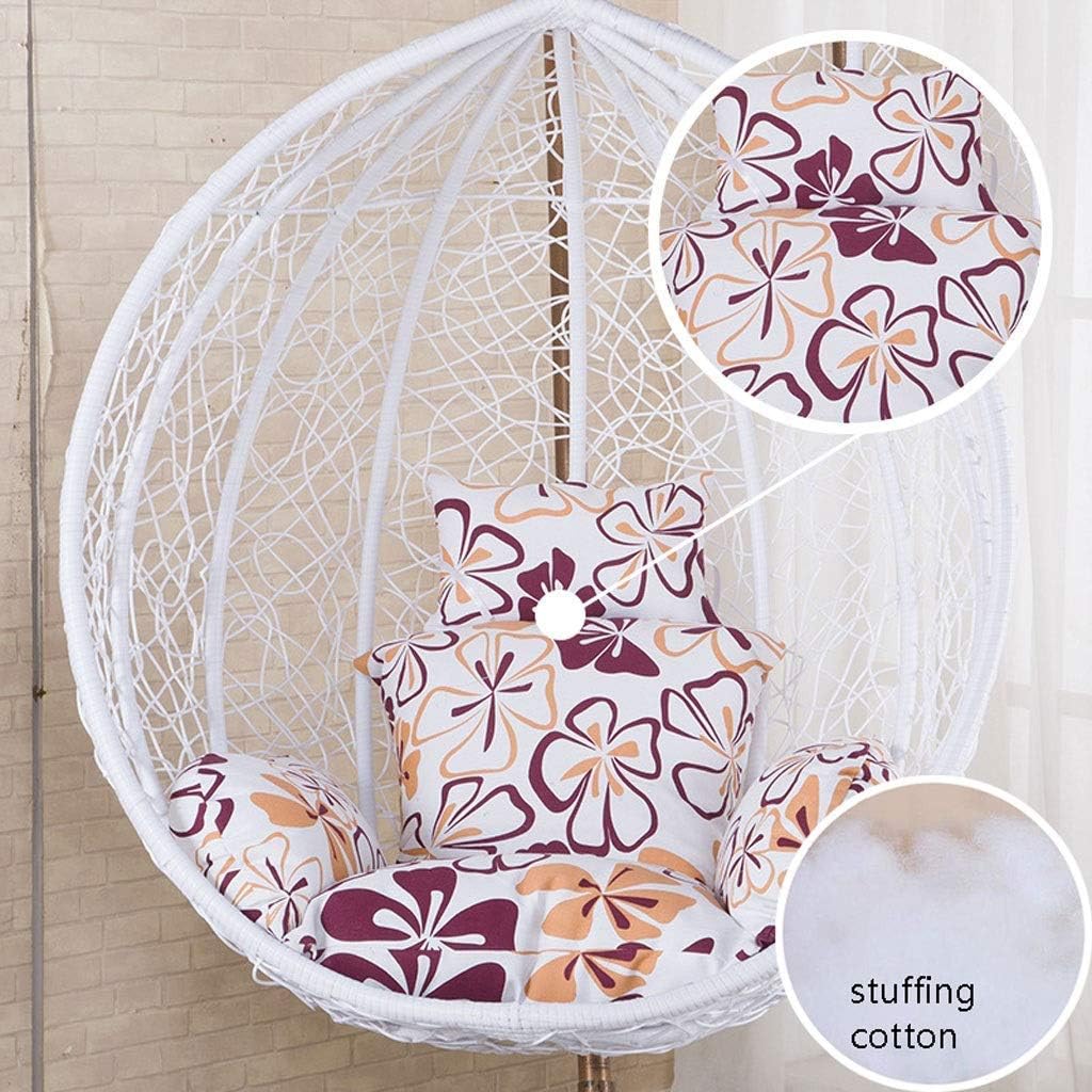ZHAS Rattan Swing Chair Hanging Garden Patio Indoor Outdoor Egg Chair with Stand Cushion,Garden (Color : White)