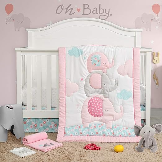 pink elephant crib bedding