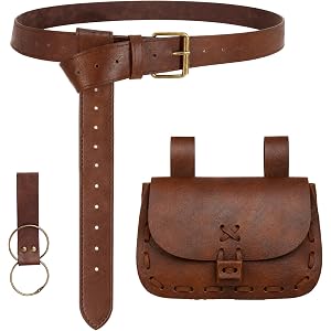 Renaissance Belt Pouch Medieval Costume Accessories Skirt Hike for LARP | Pirate Viking Belt Faux Leather Waist Bag for Women