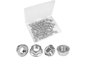Yinpecly 3/8-16 Serrated Flange Hex Nuts,3/8" Hexagon Flange Nuts,UNC Nuts Fasteners, 304 Stainless Steel,Full Thread, Hex Drive, Replacement Nut for Industrial Construction Fasteners, 50 Pack