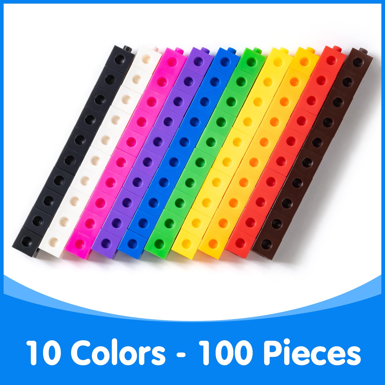 Odoorgames 100 Pcs Math Linking Cubes with 384 Cartoon Stickers – Essential Counting Cubes for Kids Math Learning and Fun Activities