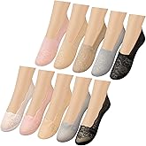 Sureio 10 Pairs Lace Ankle Socks Women's Lace No Show Socks Ruffle Low Cut Non Slip Casual for Summer Women(Low Cut)