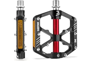 MZYRH 3 Bearings Mountain Bike Platform Pedals - Flat Alloy 9/16" Non-Slip Bicycle Pedals