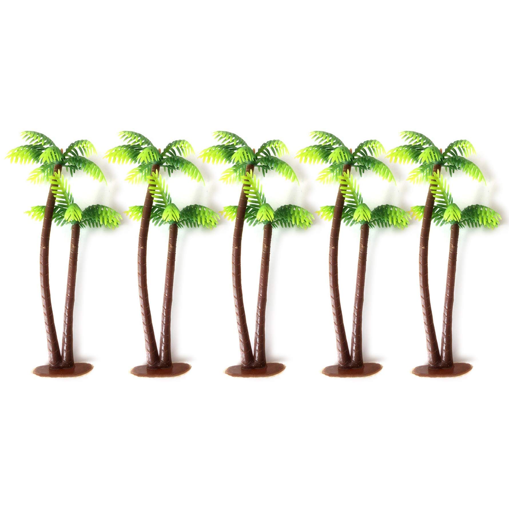 LHKJ 5Pcs Mini Coconut Trees Palm Tree Cake Topper for Cake Decoration Green Palm Tree with Coconuts Cupcake Topper for Beach