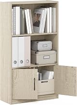 Furinno GRUEN 3-Tier Book Shelf with Cabinet Metropolitan Pine