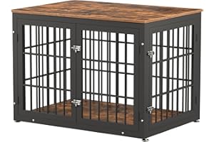 rehomerance 42 Inch Heavy Duty Dog Crate Furniture for Large and Medium Dogs, Decorative Pet House End Table, Wooden Cage Kennel Furniture Indoor, Rustic Brown