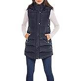 Sebby S.E.B Women's Long Puffer Vest, Quilted Faux Down Filled Hooded Vest for Fall and Winter