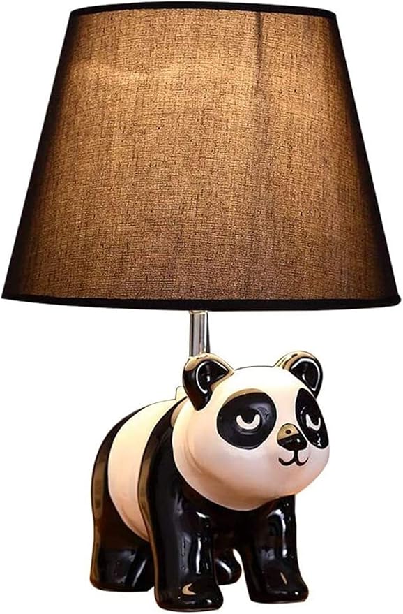Panda Table Lamp Creative Ceramics Desk Lamps Modern Simple Metal Light Fittings Holder Linen