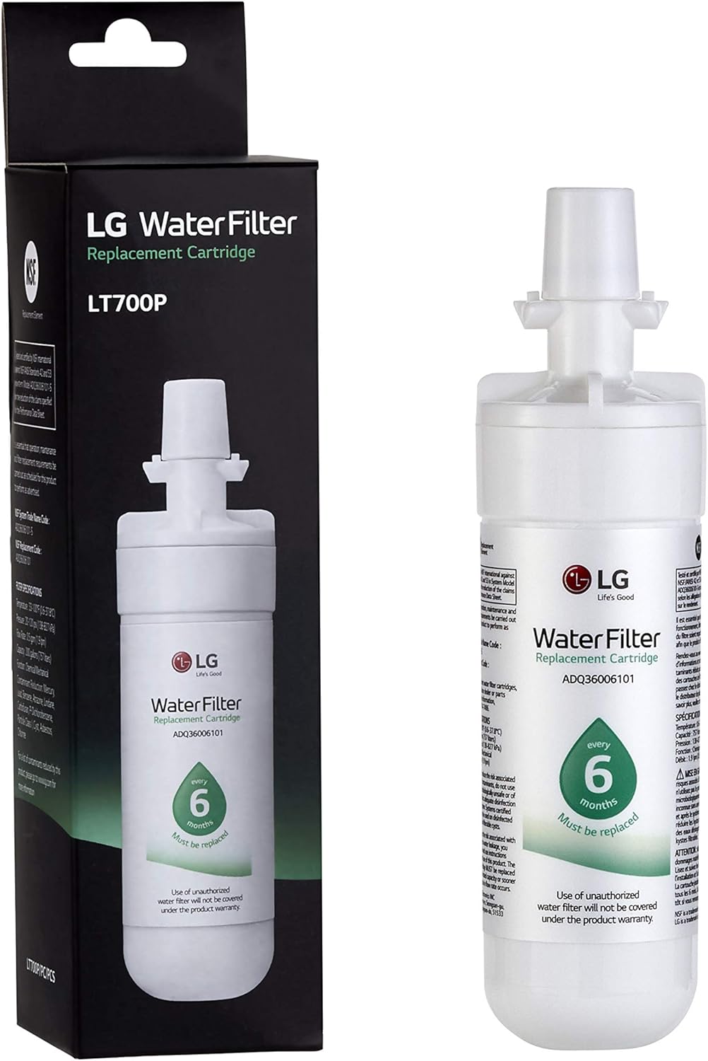 LG LT700P- 6 Month / 200 Gallon Capacity Replacement Refrigerator Water Filter (NSF42 and NSF53) ADQ36006101, ADQ36006113, ADQ75795103, or AGF80300702: Home Improvement