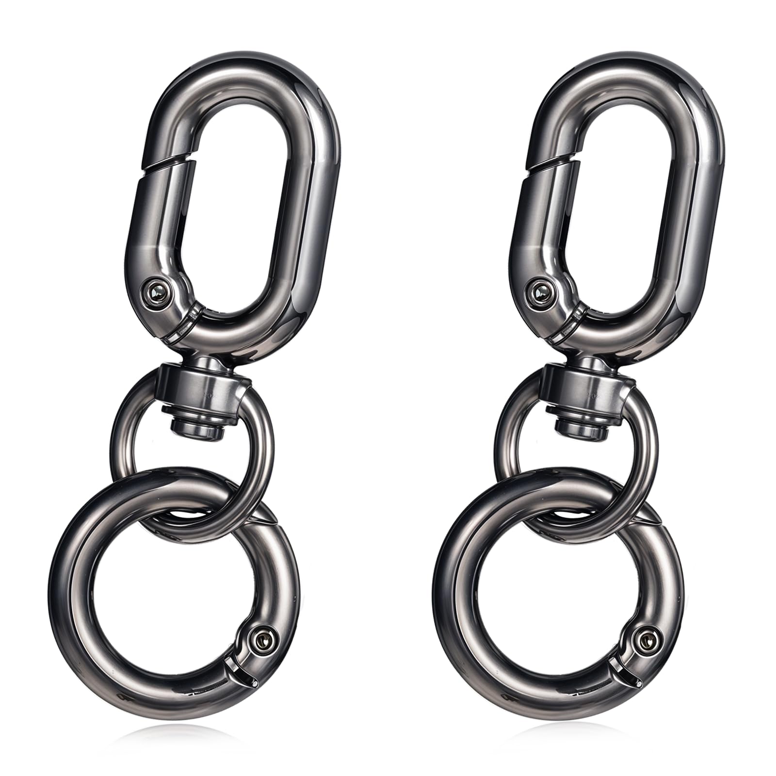 Photo 1 of 2 Sets Double Opening Keychain Clip Metal Swivels Spring Snap Hooks Metal Swivel Clasps Keychain Clip Snap Hooks Small Swivels Keychains Clasps with Key Rings for Keychains Crafts Lanyard Making