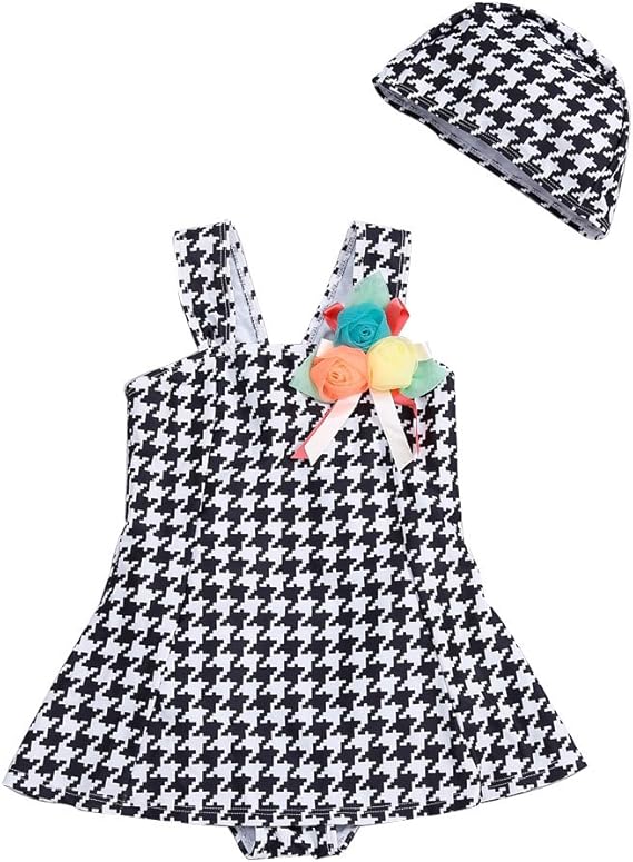 Amazon 子供水着 千鳥格子柄 ワンピース水着 女の子 ２点セット 水着 通販