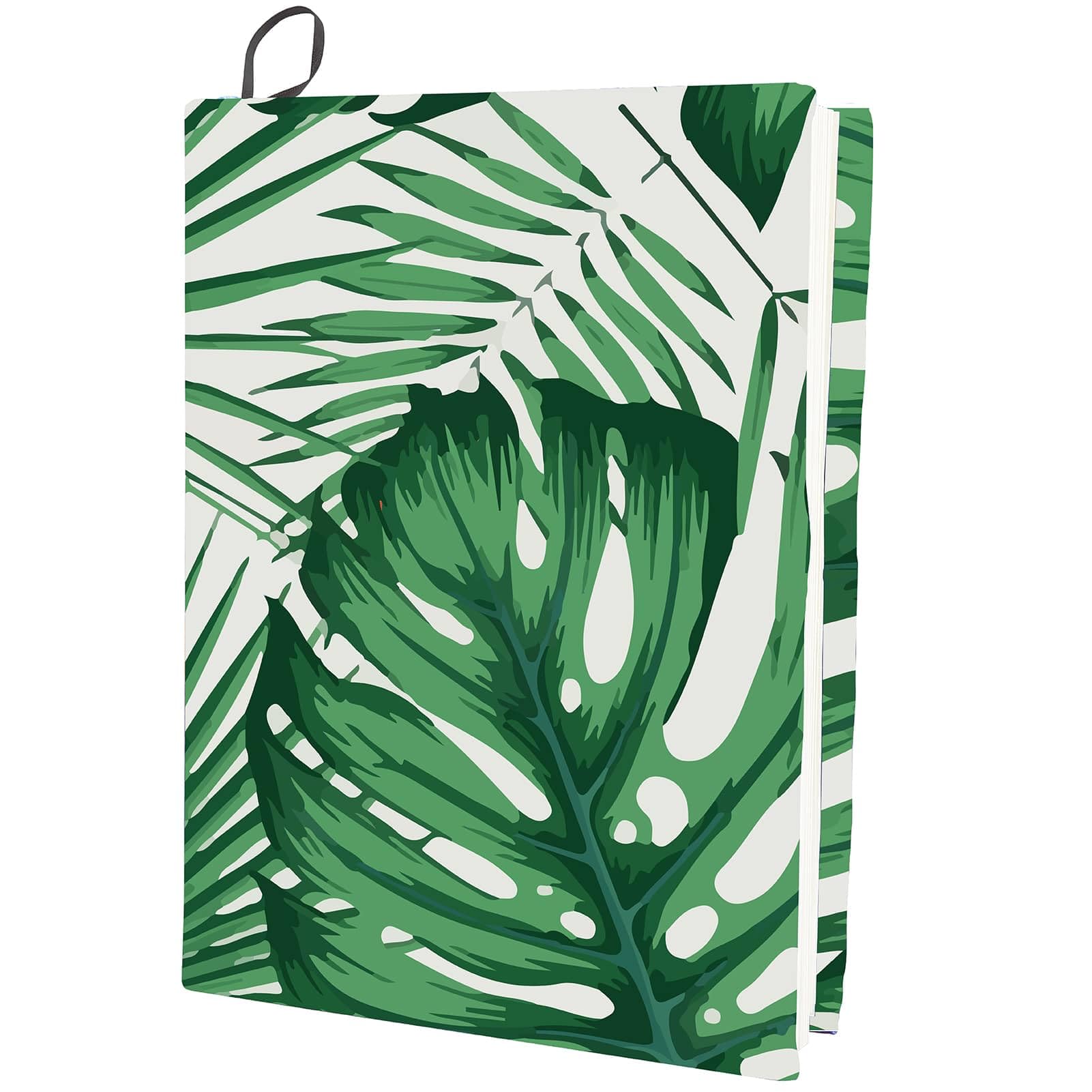 CRASPIRE Tropical Leaf Stretchable Book Cover Forest Plants Washable Reusable Large Nylon Protective Covers Elastic Notebook Wraps Suitable for Most Hardcover Books Classroom Students