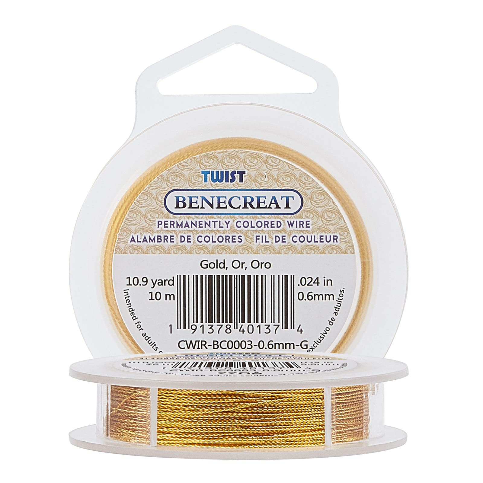 BENECREAT 22 Gauge/0.6mm Twist Copper Wire 10 Meters Tarnish Resistant Gold Wire for Crafts Jewelry Making