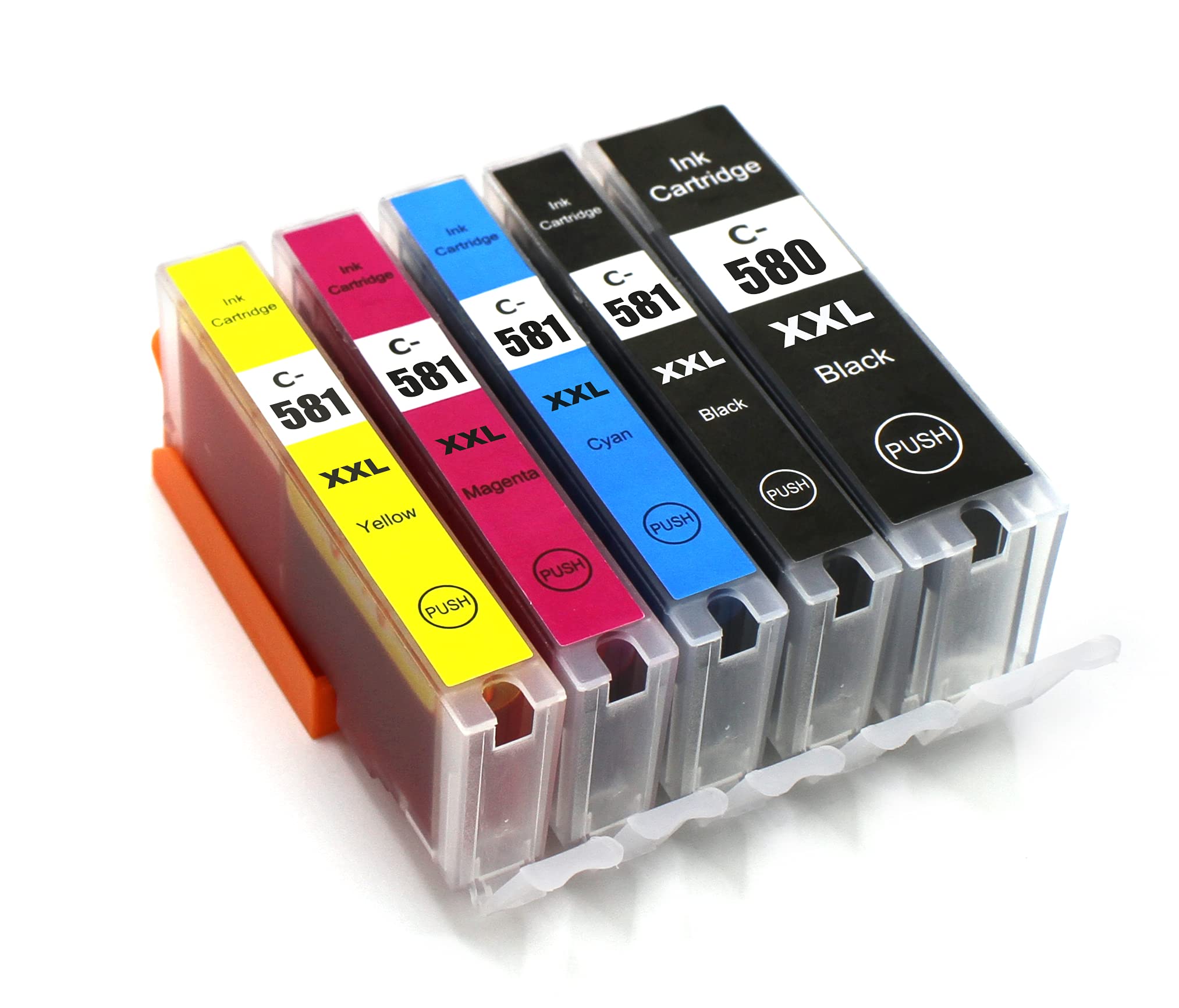 Compatible 580XXL/581XXL (BK,C,M,Y,PBK) Multipack Ink Cartridges for Canon Pixma TR8550 TR7550 TS705 TS6150 TS6151 TS6250 TS6251 TS6350 TS8350 TS8351 TS9550 TS8352 Pack of 5