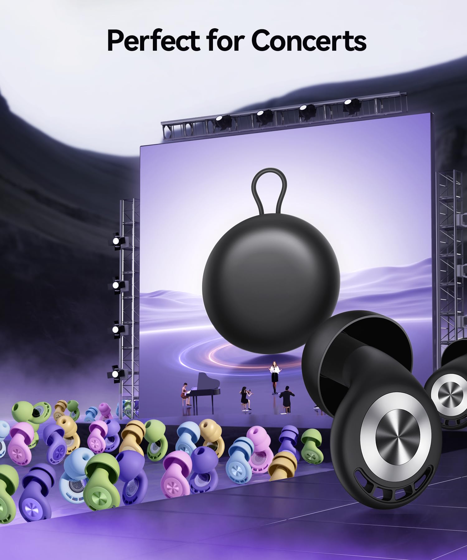 Ear Plugs for Sleeping Noise Cancelling 50dB Concert Earplugs for Noise Reduction Reusable Soft Silicone Ear Plugs for Snoring Shooting Work Motorcycle Airplane Musician with 7 Eartips Case Oil Black