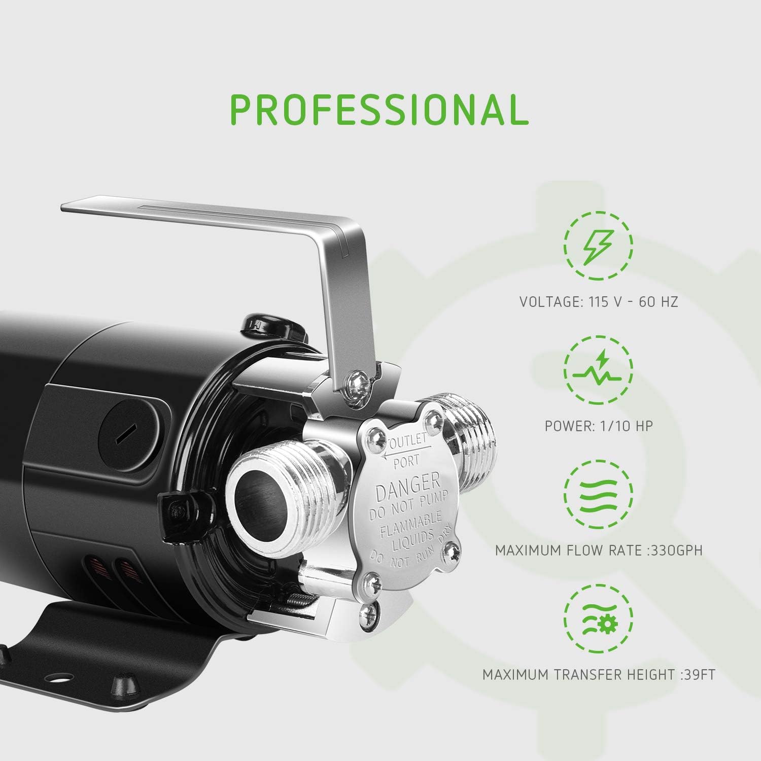 VIVOSUN 330 GPH Water Transfer Utility Pump 115V 1/10HP with Water Hose Kit, Impeller and Gasket: Automotive