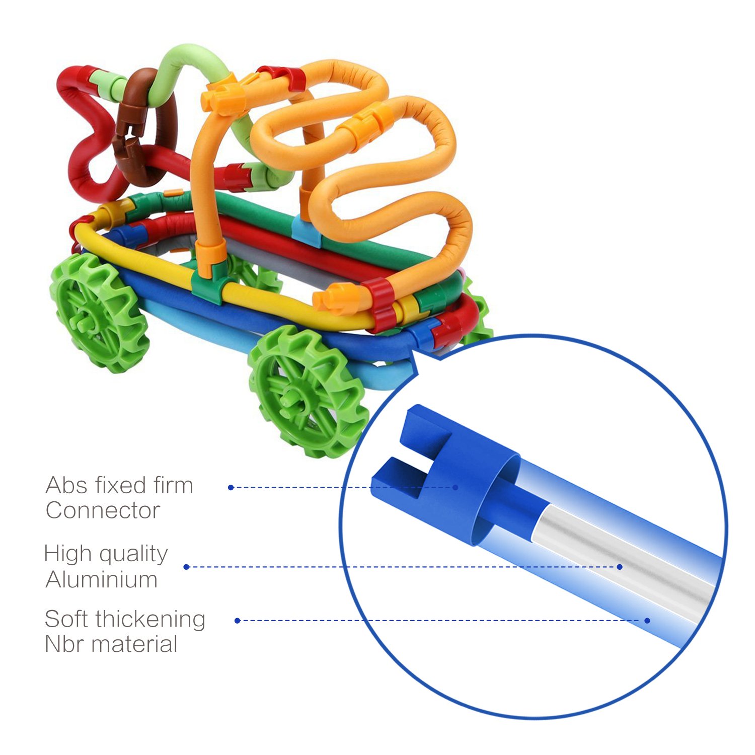 Peradix Steckspiel Bastelset Kinder Steckspielzeug Weiche Flexibel Verdrehbare Bunte Verriegelte Stöcke DIY 109 PCs mit Aufbewahrungsbeutel
