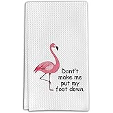 Funny Flamingo Design Kitchen Towels - Waffle Weave(16x24 Inches)
