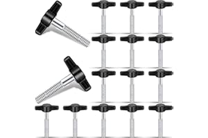 Tandefio 16 Pcs 1/4"-20 x 1-1/2" Stainless Steel Thumb Screw Adjustable Tee Wing Plastic Knob Thread Thumbscrew Black Wing Knob Bolt for Remove Replace Hand Clamping Tightening Power Supply