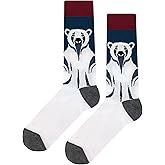 SockFly Big Polar Bear Dress Socks Funny Novelty Crazy Fun Design Men Size 8-12 Cotton Casual Crew Colorful Funky Fancy Socks Gift for Men