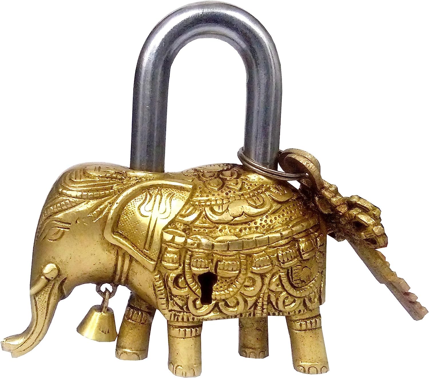 Brass Functional Padlock Collectible Golden Security Key Locks (Elephant Lock)