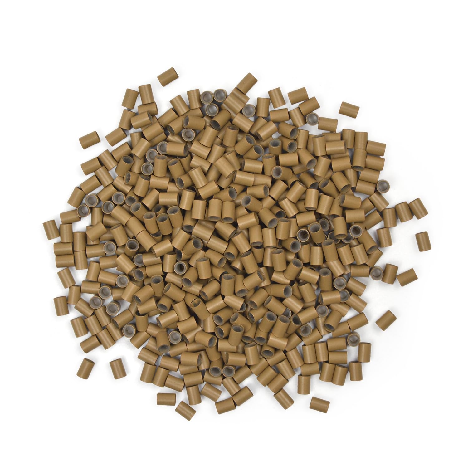 3.5 mm Copper Tube Micro Link Beads with Silicone Lined Micro Ring Hair Beads for I-Tip Hair Extensions (500 Pcs Dark Blonde)