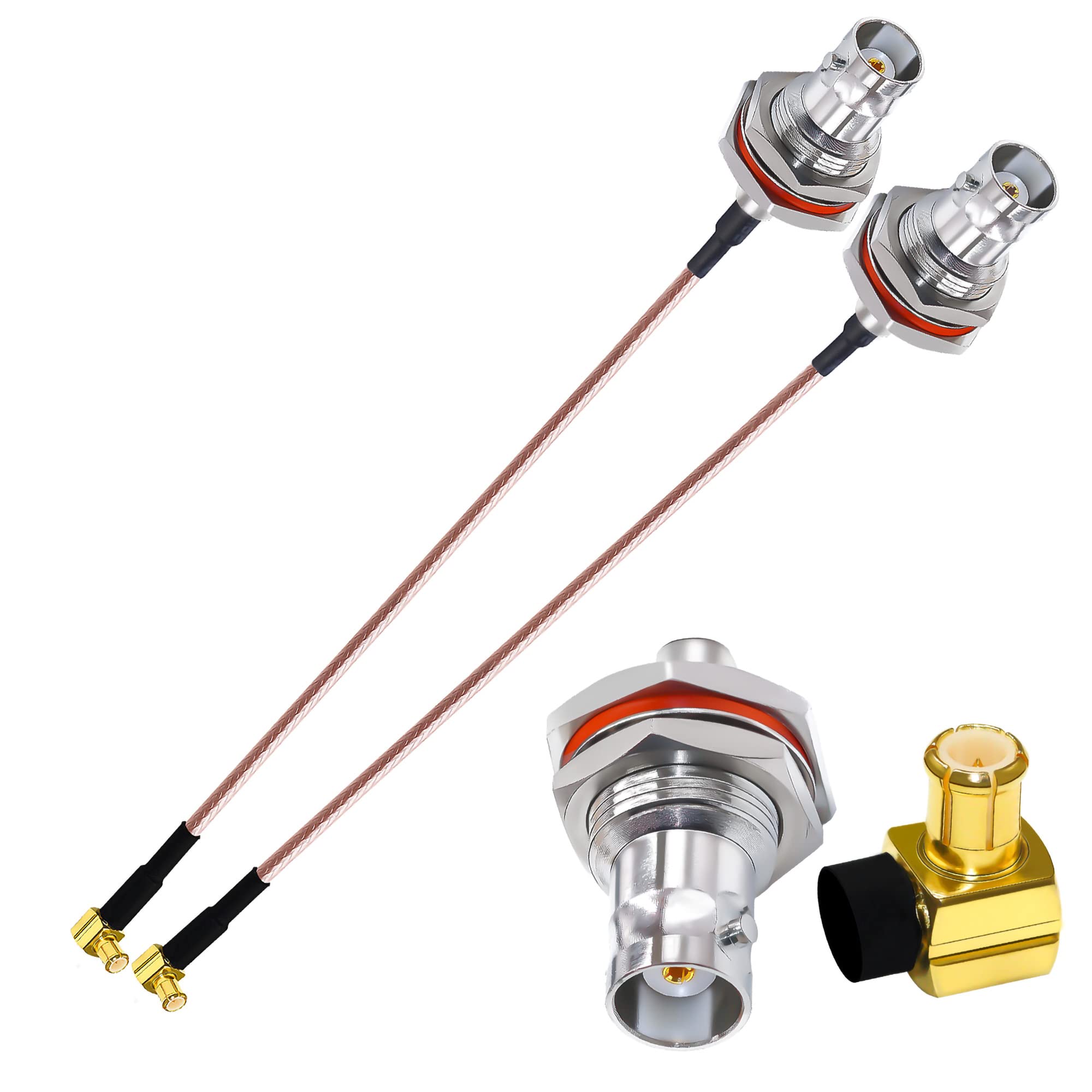 TUOLNK BNC to MCX Coaxial Cable - Female to Male Right Angle Antenna Extension - 6inch(15cm) RG316 for Wireless LAN Devices - 2 Pack