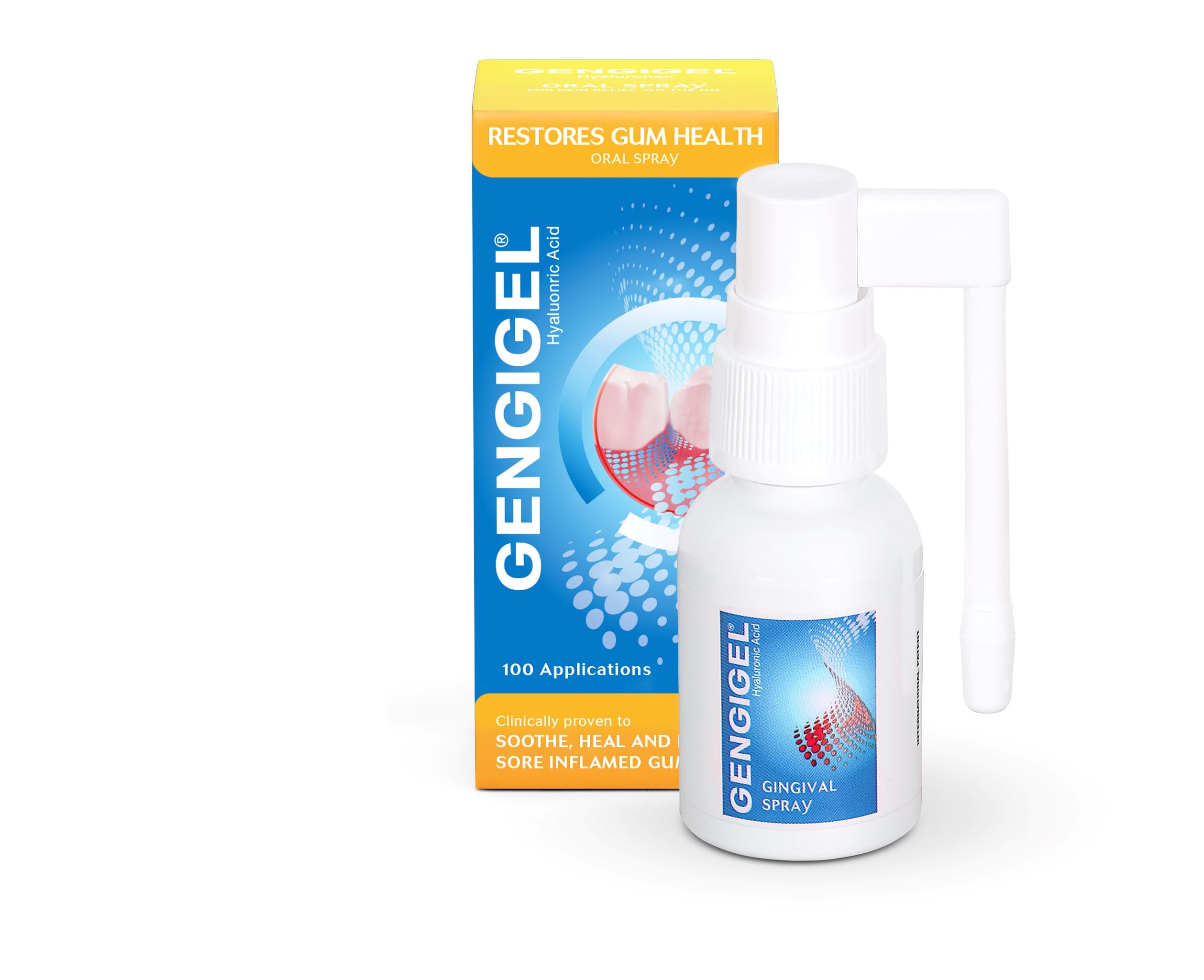 Gengigel Oral Spray 20ml - Hyaluronic Acid Mouth Ulcer Treatment for Adults, Gum Repair & Gum Disease Care, Spray for Mouth Ulcers, Inflamed or Bleeding Gums