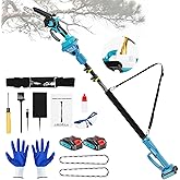 2-in-1Pole Saw๏ผ6 Inch Mini Chainsaw Cordless,with Extension Pole,Adjustable 180ยฐ Cutting Angle with 2 Battery, Auto-oil,Pole Saws for Tree Trimming,Ideal Gifts for Men Dad