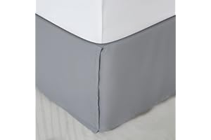 SONIVE Premium Bed Skirt Solid with Pleated Dust Ruffle 15-Inch Drop Easy to Put in Shrink Free and Fade Resistant (Grey, Queen)