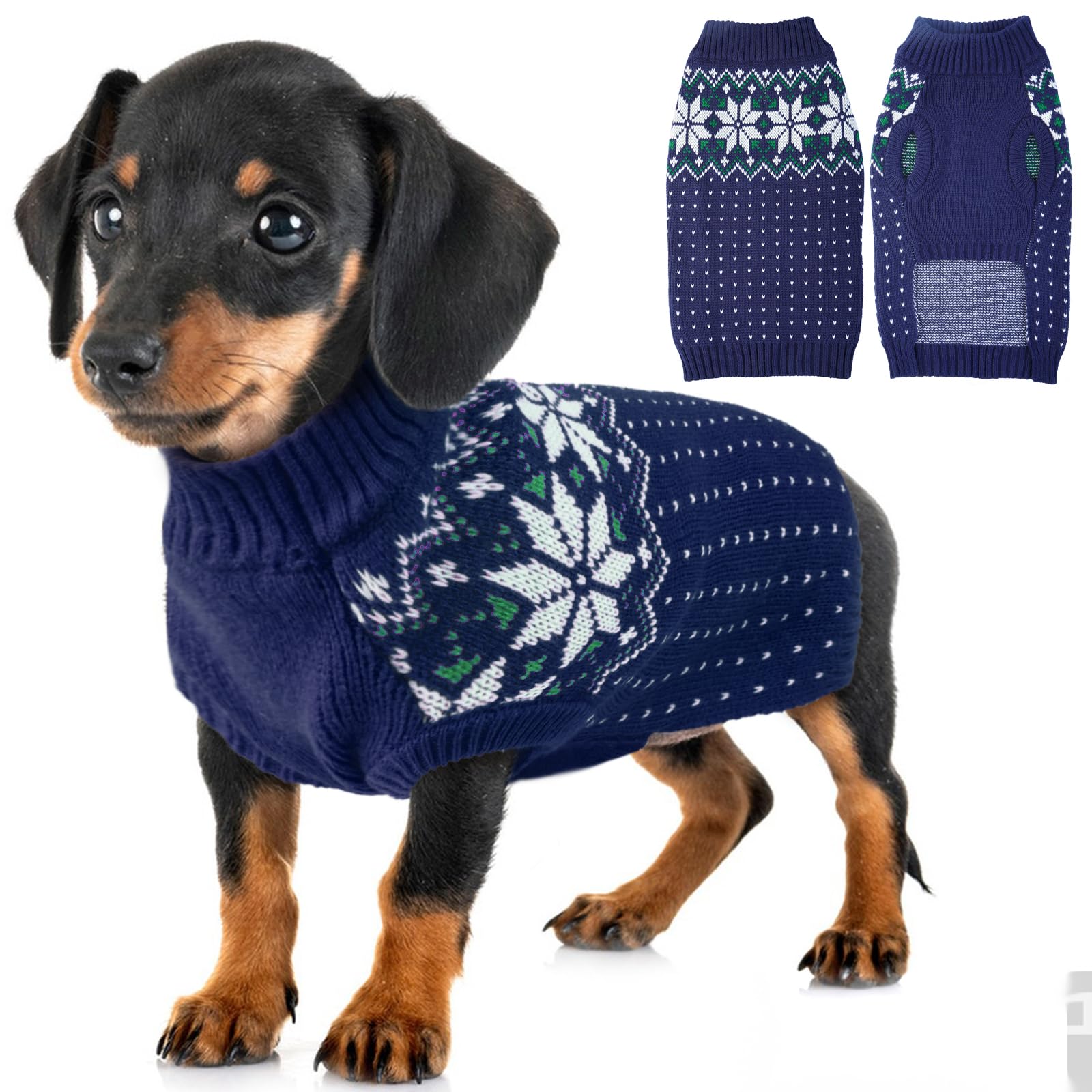 Dog Jumper Winter Warm Dog Jumpers Sweater Costume Outfit Soft Dog Coats Clothes for Little Dogs Cats, Blue XS