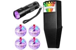 Dunzy 6 Pcs Ghost Hunting Equipment Kit Include 1 Emf Meter 1 UV Flashlight and 4 LED Light up Pet Cat Ball Ghost Investigation Paranormal Equipment for Home Office Inspections Gifts(Portable)