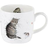 Royal Worcester Wrendale Designs 11 oz Mug - Cat And A Mouse - White