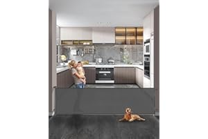 Veraste Retractable Baby Gate,Mesh Baby Extra Wide Gate,Extra Long Dog Gate,33" Tall,Large Extends up to 150" Wide,Child Safety Extra Large Gate for Doorways, Stairs, Indoor/Outdoor（Grey,33"x150"）
