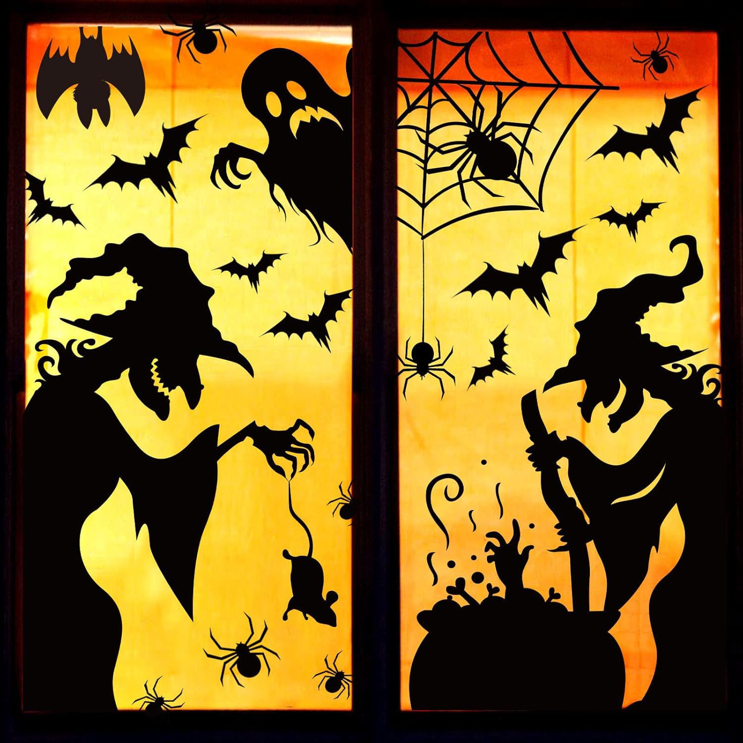Window Treatments - Large Halloween Window Clings Decorations Halloween Window Silhouette Decorations Scary Witch Silhouette Halloween Stickers for Window