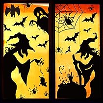 Grandes Décorations De Fenêtre D'Halloween - Autocollants De Sorcière Effrayante Pour Halloween - Autocollants D'horreur Pour Fête D'Halloween - Autocollants De Fenêtre En PVC Miroir