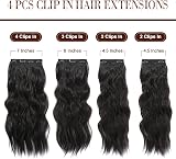 Fine Plus Hair Extensions Clip in 4Pcs Dark Brown 20In Long Wavy Full Head view 3