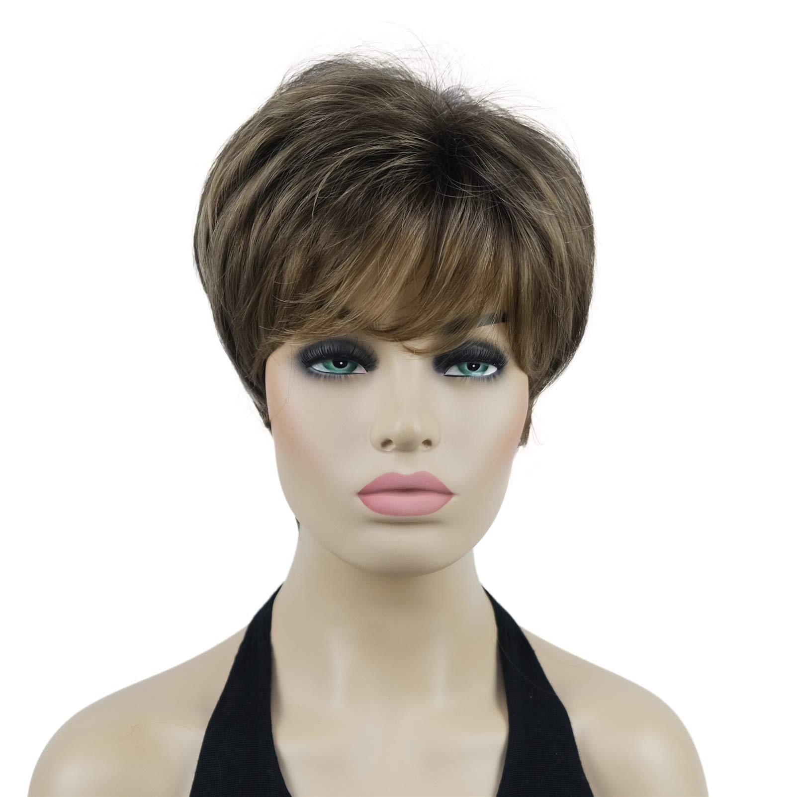 Lydell 8" Short Straight Women Wigs Layered Natural Heat Resistant Synthetic Wigs (RM73)