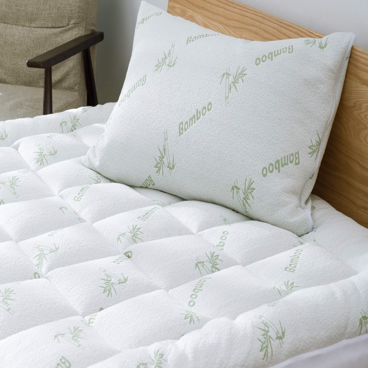 Bamboo Mattress Topper Cover Queen with 1 Pillow Protector Cooling Pillow Top Mattress Fits 8-20 Inches Deep Mattresses Pad Breathable Extra Plush Thick Extra Deep Fitted 20 Inches Rayon: Home & Kitchen
