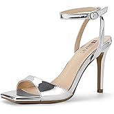 IDIFU IN4 High Stiletto Heels Square Peep Open Toe Strappy Heeled Sandals Wedding Bridal Prom Party Evening Dress Shoes for Women Comfortable Dressy Cute Sexy Ankle Strap Heels