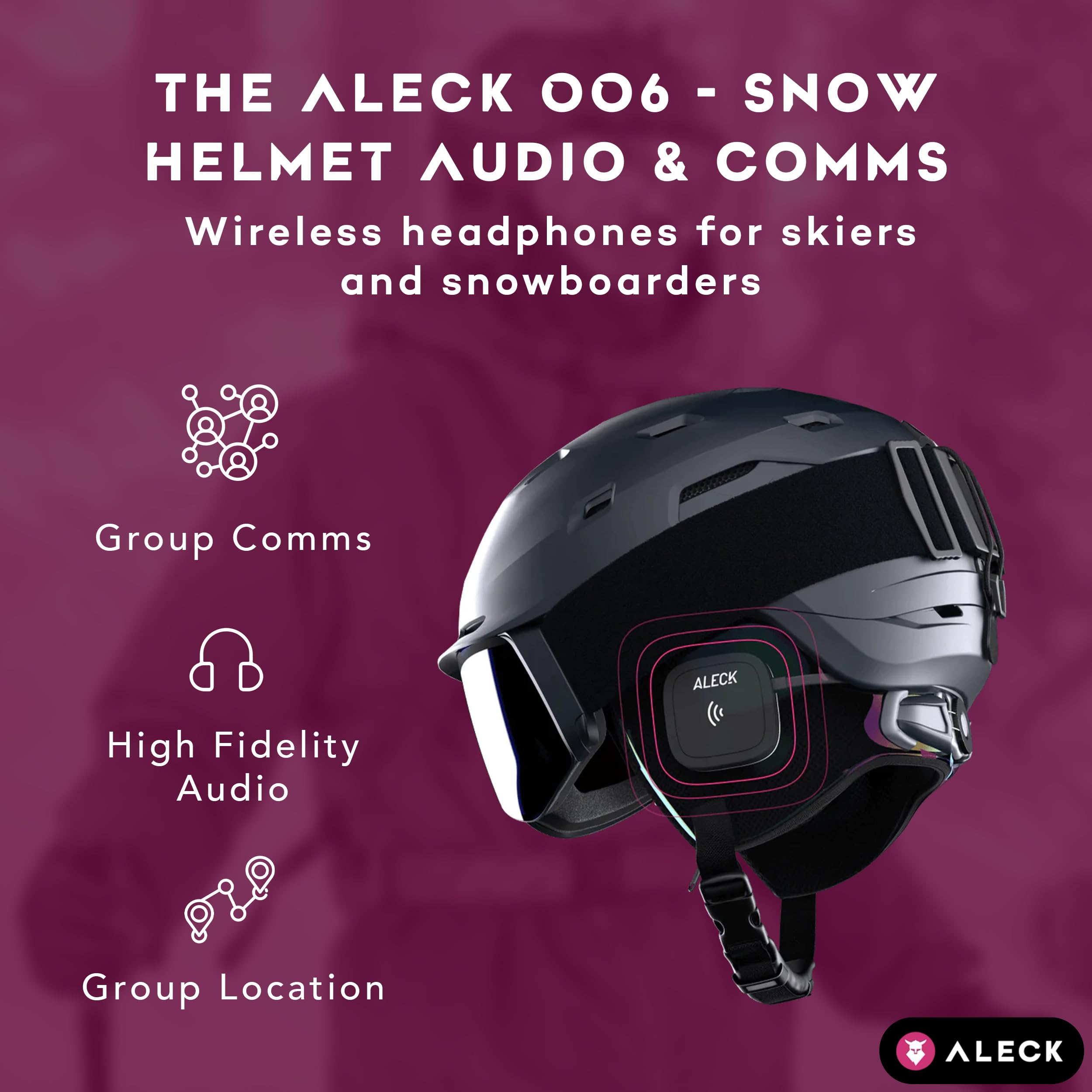 ALECK 006 Universal Wireless Bluetooth Helmet Speakers Headphones for Ski and Snowboard Audio-Ready Helmets, Glove Friendly Controls, Microphone Headset for Hands-Free Calls