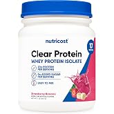 Nutricost Clear Whey Protein Isolate Powder (Strawberry Banana) 1 LB - 20g Protein Per Serving, Zero Added Sugar, Easy-Mix WPI Drink, Gluten-Free, GMO-Free, 17 Servings