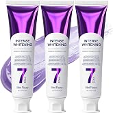 3Pack 7PRO Deep Whitening Toothpaste with Purple Beads | Fluoride-Free, Enamel &amp; Sensitivity Safe, Removes Coffee/Tea Stains, Fresh Mint Flavor