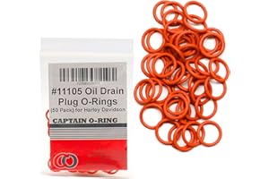 CAPTAIN O-RING 50 Pack - #11105 O-Ring Replacement for Harley Davidson Oil Drain Plug Oring (Orange Color)